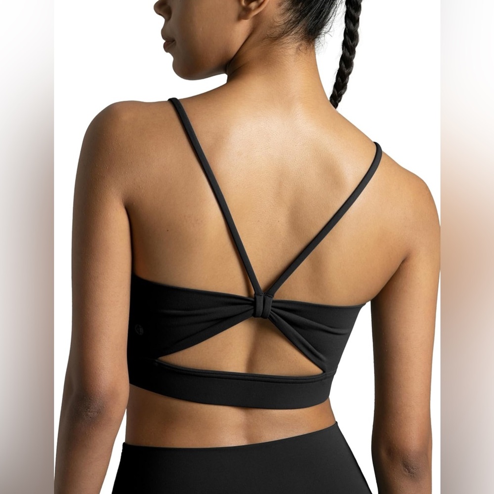 Women's Black Strappy Sports Bra